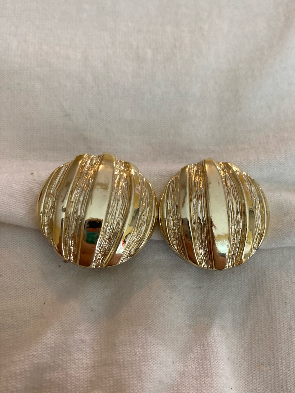 Textured Gold Tone Vintage Clip on Earrings